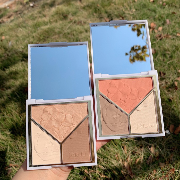 dikalu三色修容盘高光腮红提亮哑光鼻影阴影眼影综合盘彩妆平价