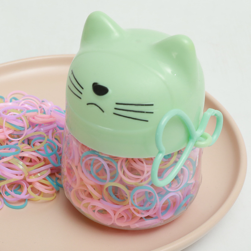 New Cute Cat Disposable Color Strong Pull Constantly Children's Hair Band Thickened Baby Does Not Hurt Hair Small Rubber Band