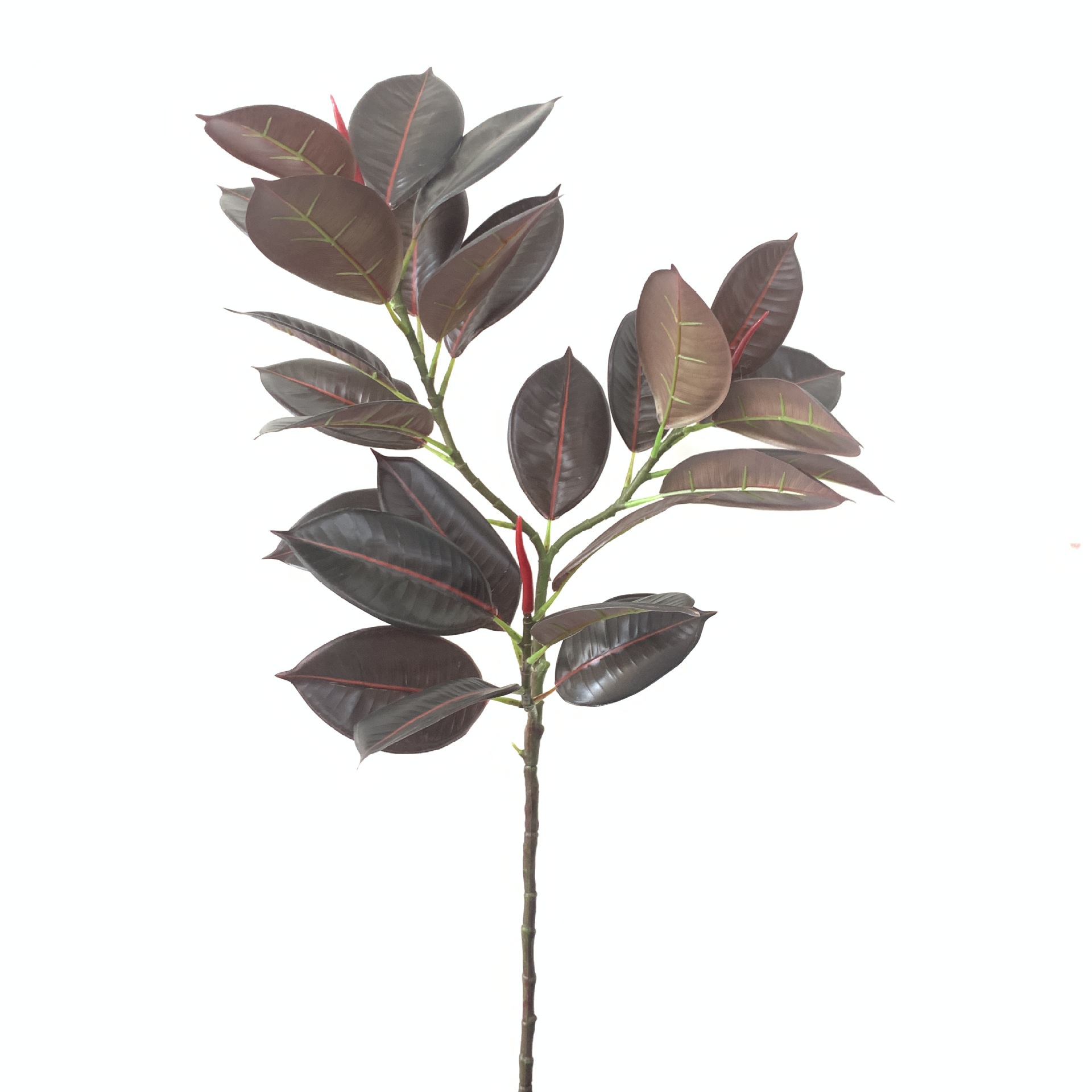 仿真橡皮树叶 黑金刚美国榕装饰橡皮树北欧假绿植盆栽摆件绿植