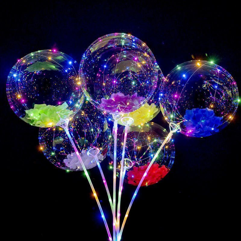 发光波波球大量批发网红透明带灯爆款闪光夜光地推卡通儿童球中