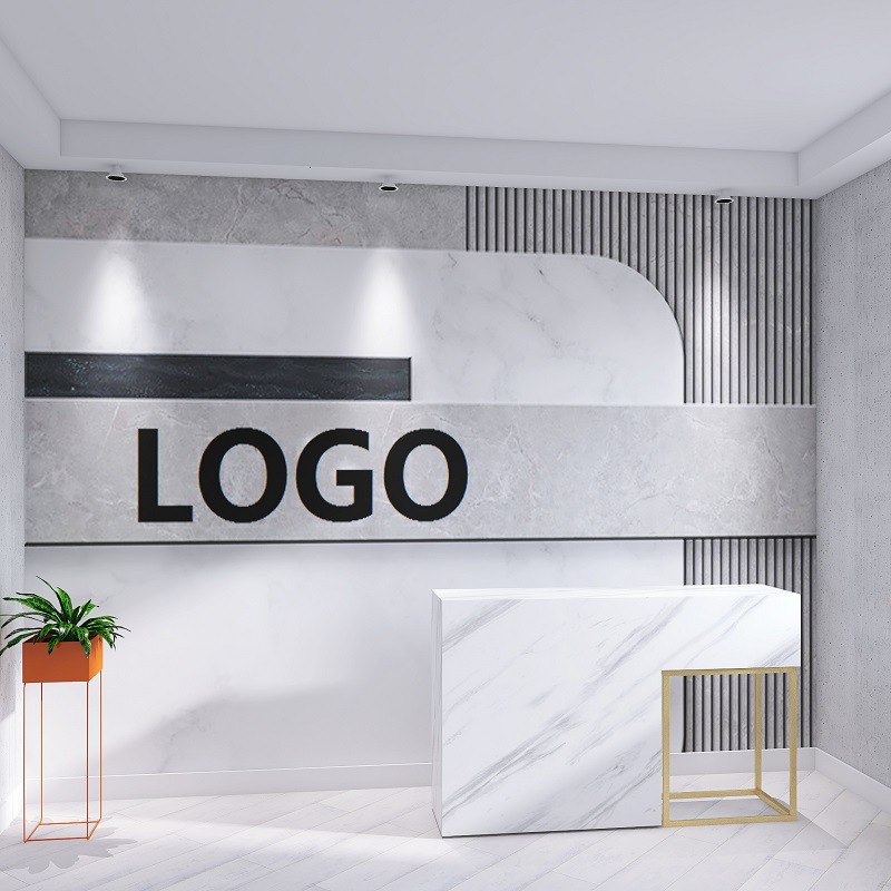北欧简约大理石墙纸办公室公司形象墙前台背景墙造型壁纸几何批发