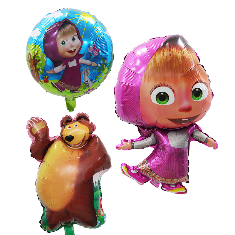 新款卡通动漫玛莎女孩铝膜气球 儿童生日派对俄罗斯女孩铝膜气球