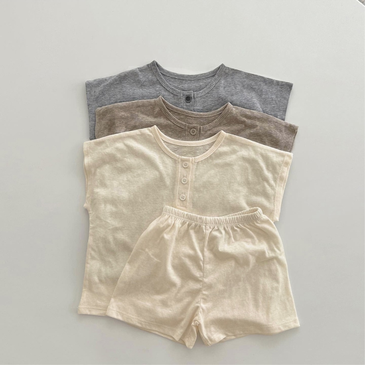 婴童夏款柔软透气棉套装新生儿衣服短袖T恤+短裤套装婴儿两件套