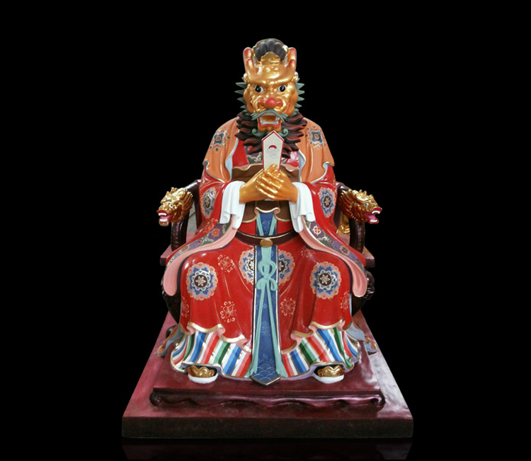 东海龙王木雕神像龙王爷寺庙供奉工艺品摆件定制 迎善永安