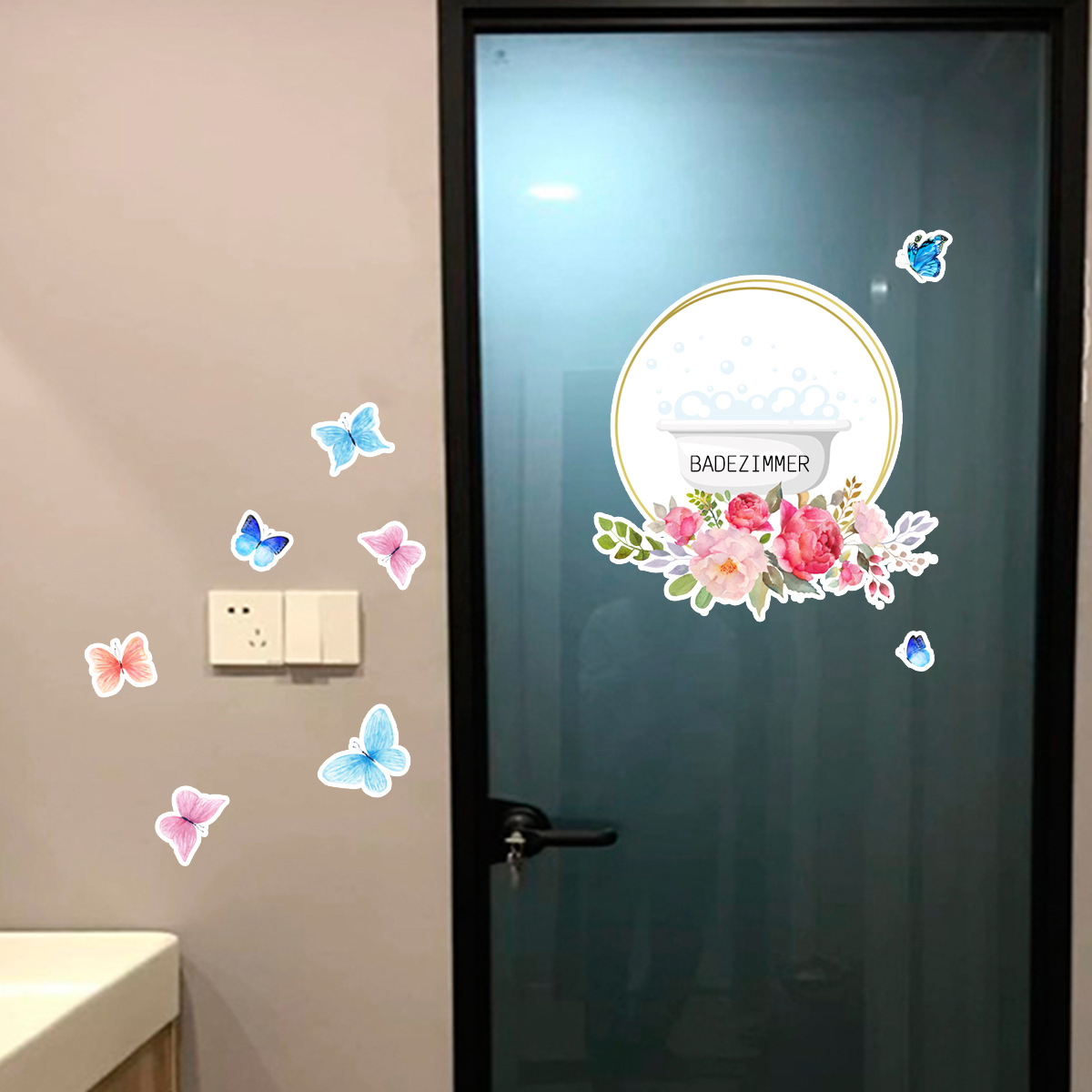 bm6005-zt新款卫生间门和马桶装饰贴纸套装创意家居装卫生间贴纸