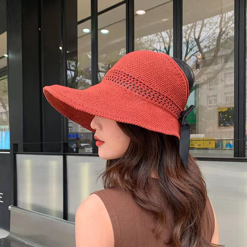 Hat Spring and Summer Sun Hat Female Roll Topless Hat Beach Big Brim Sun Protection Hat Summer Hat Folding Sun-Shade Fisherman Hat