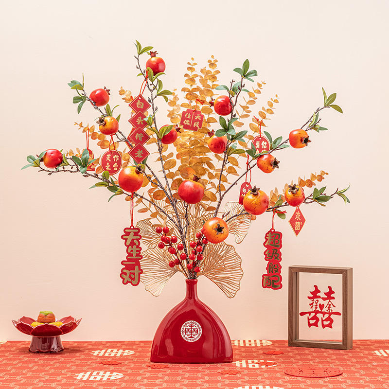 Wedding Decoration Fortune Chinese Hawthorn New Home Moving Ceremony Supplies New Home Living Room Ceramics Vase Decoration