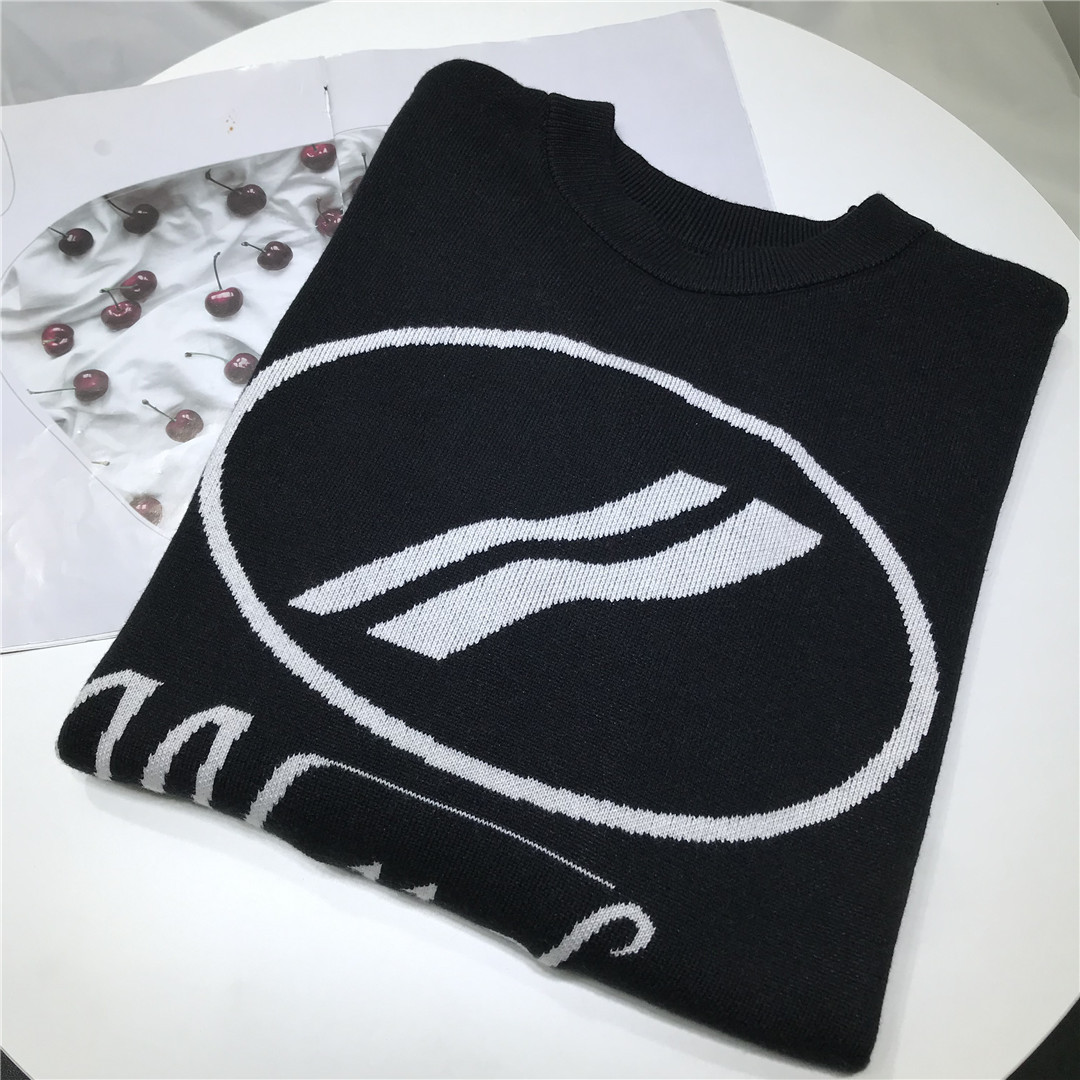 wd潮牌字母提花logo圆领套头针织衫男女韩版宽松休闲长袖毛衣秋冬