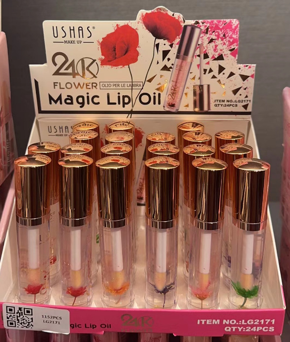 (Display Box) Ushas Jelly Lipstick Lg2171 Crystal Flower Lip Gloss Liquid Lip Lacquer