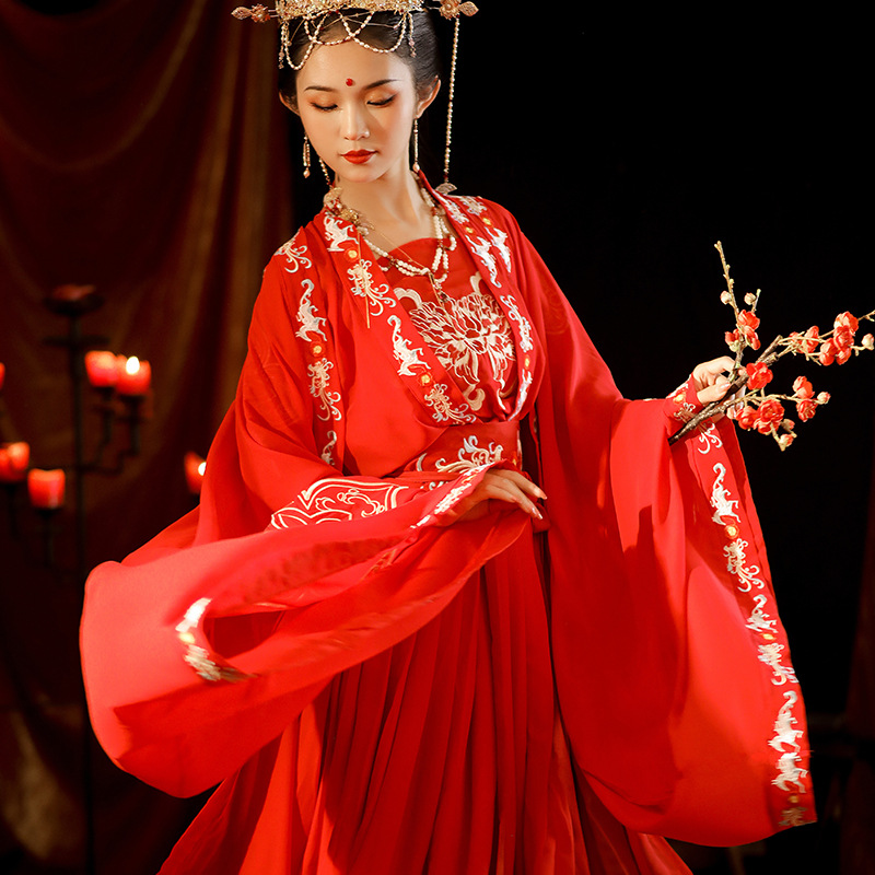 汉服女原创广袖流仙裙花嫁汉服女齐腰古装汉服女夏风六米