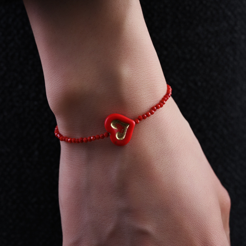 海竹珊瑚进口琉璃珠爱心小众时尚轻奢高级2024新款气质手工手链女