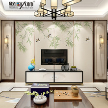 新中式客厅电视背景墙壁纸无缝 墙布 卧室沙发装饰壁布画中国风竹