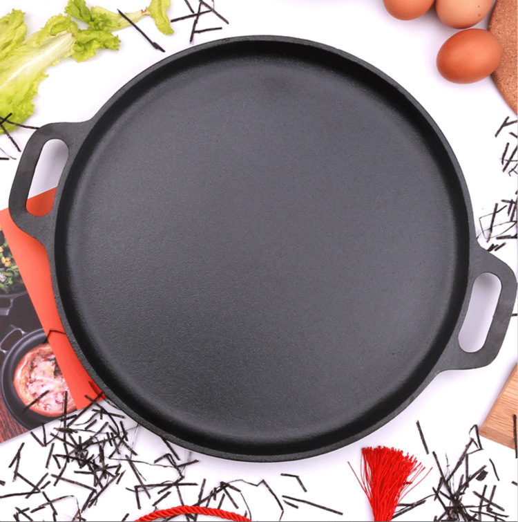 加深烧烤盘 铸铁浅盘 烤盘圆形烤肉盘家用野外便携烤肉铁板