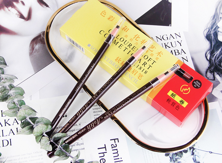 Internet Celebrity 1818 Waterproof Hard Core Line Drawing Pen Soft Tear and Pull Roll Paper Line Drawing Eyebrow Pencil Olive Eyebrow Pencil Factory Wholesale