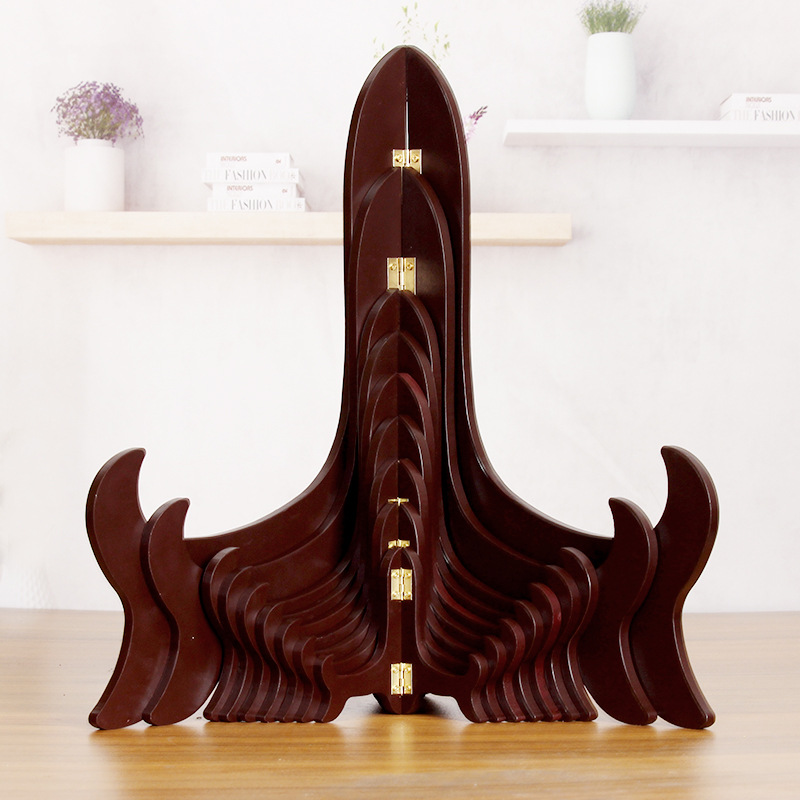 4waz批发盘子支架托架木质装饰盘架托相框工艺品瓷盘架摆件架普洱