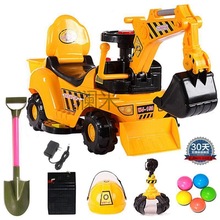 Lm儿童电动滑行挖掘机男孩玩具车挖土机可坐可骑大号学步钩机工程
