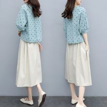 棉麻套装女2022夏季新款韩版宽松大码女装时尚减龄裙子休闲两件套
