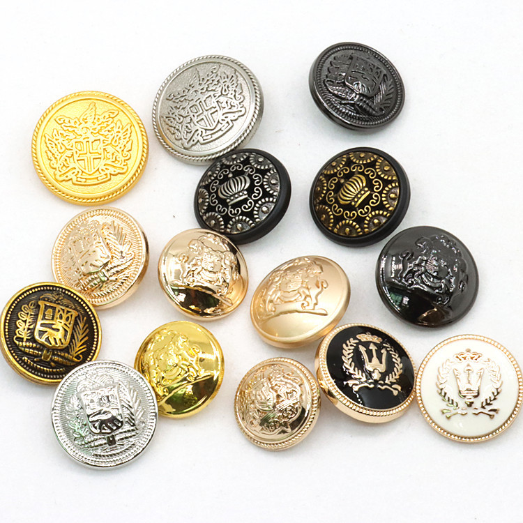 Wholesale High-End Classic Style Color-Preserving Coat Hand Sewing Button Gold Silver Badge Metal Suit High-Leg Alloy Button