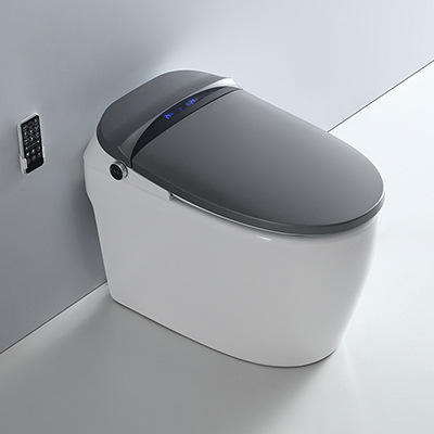 家用卫生间厕所智能马桶座便器坐便器脚踢冲水自动翻盖圈深空灰色