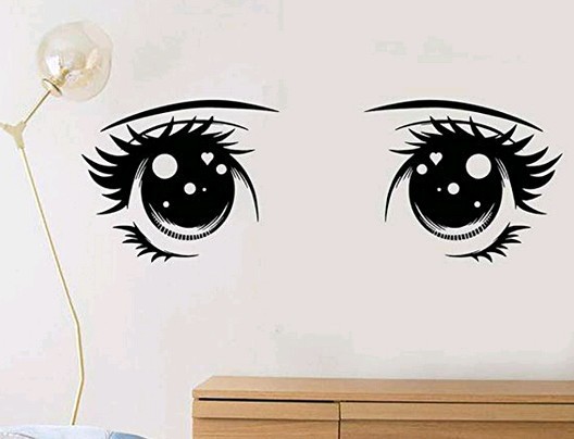 卡通人物一双眼睛睫毛墙贴diy wall decor跨境ebay逊速卖通dw3788