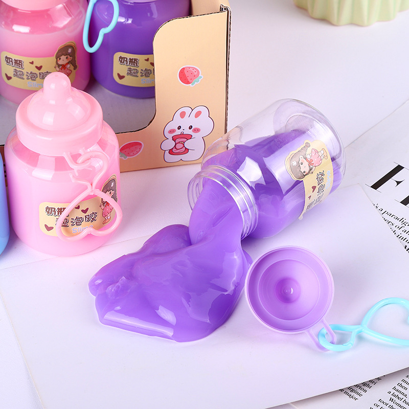 Peile Baoyuan Head Manufacturer Milk Bottle Foaming Glue Crystal Mud Non-Stick Hand Decompression DIY Toy