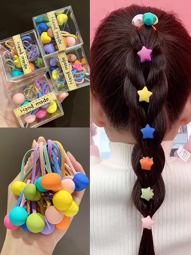 参谋新款韩版大肠发圈兔耳朵发绳简约韩系珍珠发圈可爱蕾丝扎头皮筋0