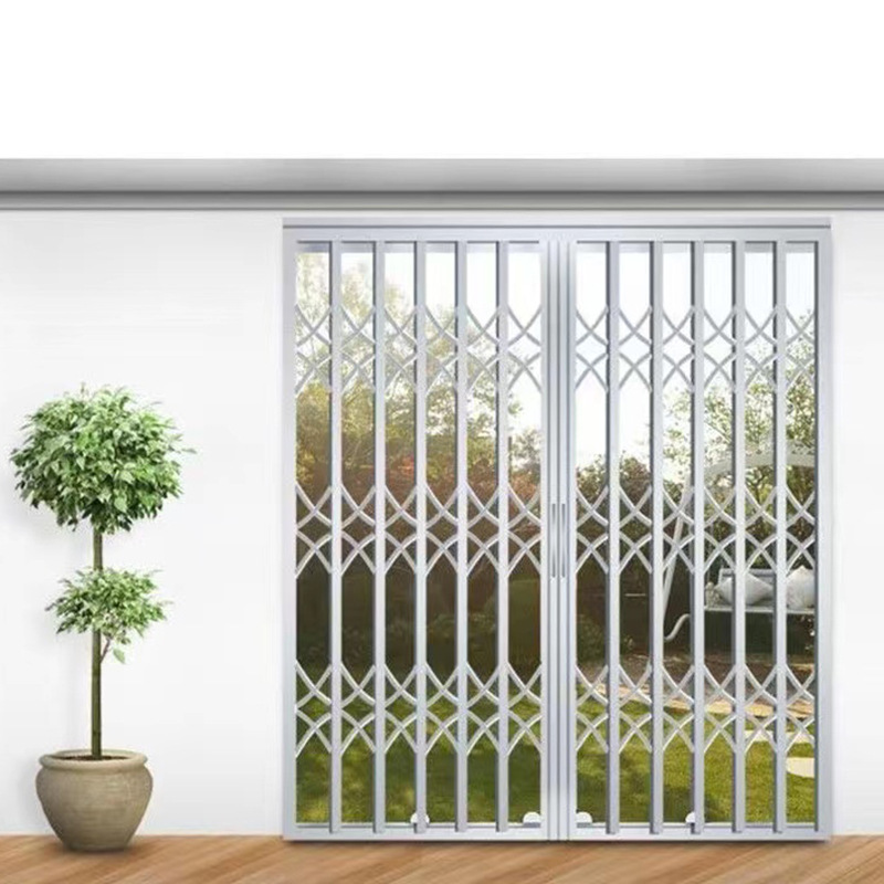 304不锈钢拉闸门手动伸缩推拉家用通风阳台门防盗折叠门