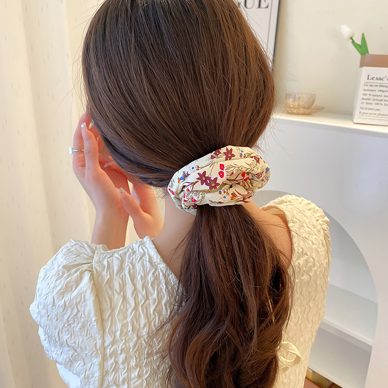 法式复古布艺印花大肠发圈春夏田园风发绳发带ins甜美百搭发饰女