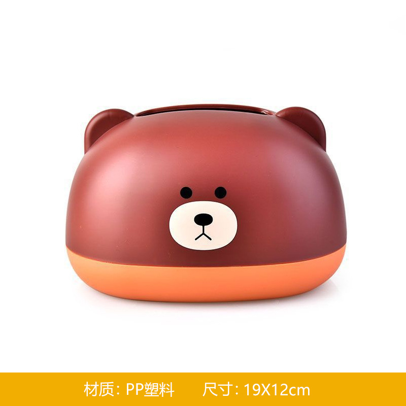 Rb556 Cute Bear Tissue Storage Box Circle and Creative Cartoon Animal Desktop Tissue Box