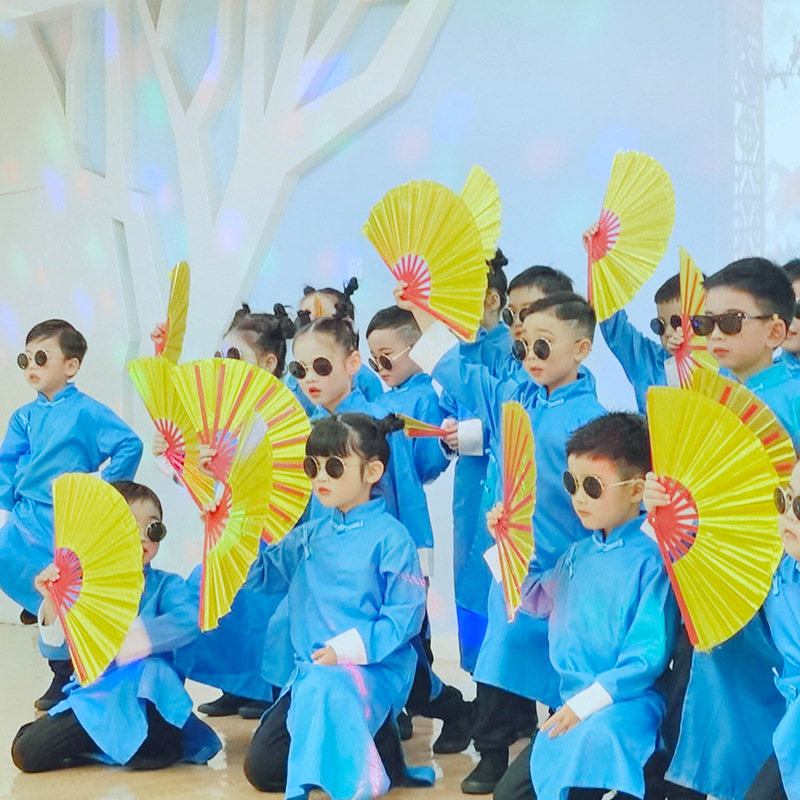 儿童相声演出服说书人舞蹈服民国长衫中式长袍马褂男女童表演服装