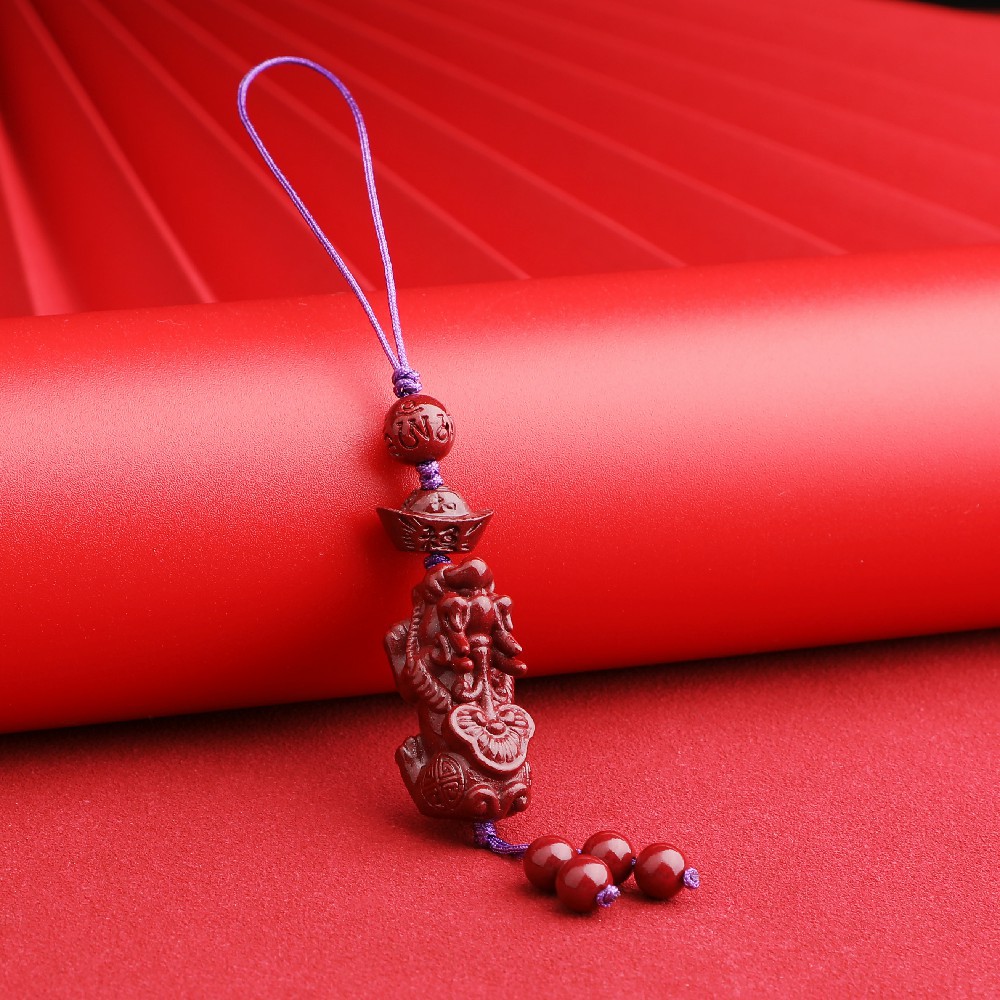 保真朱砂紫金砂元宝貔貅珠手机挂饰绳手机链钥匙扣挂件男女包邮