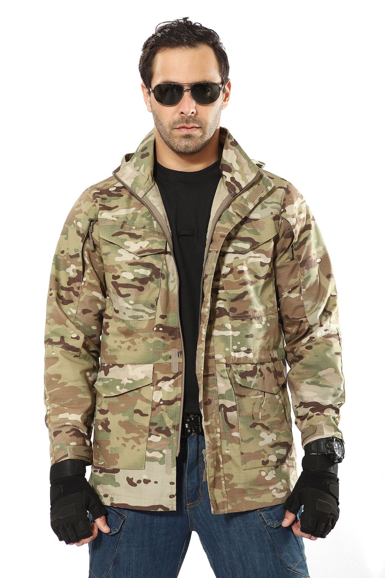 铺路鹰执政官男士m65战术风衣户外迷彩冲锋衣军迷外套ply-16