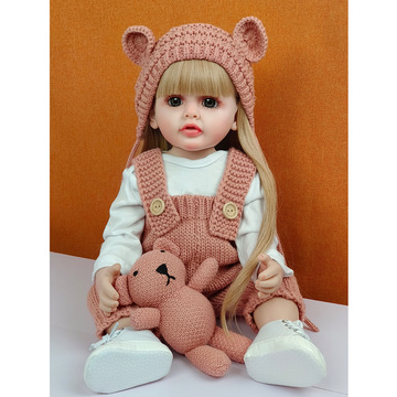 金长发重生娃娃 55cm软搪胶可站可坐女孩 热销玩具可水洗仿真婴儿