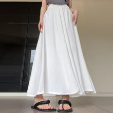 白色冰丝裙裤女夏季2024新款褶皱半身裙高腰垂感慵懒风阔腿裤裙薄