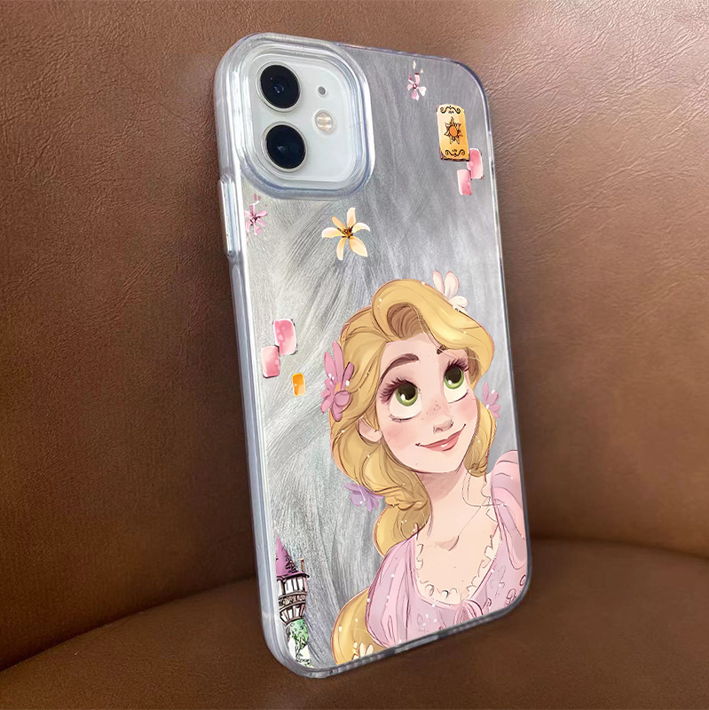 跨境平台长发公主12手机壳高级感羽纱壳13少女心防摔苹果1415p