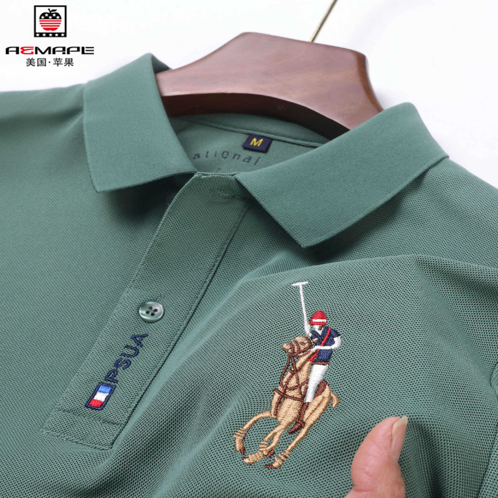 正品苹果夏季男士polo衫保罗短袖t恤男士翻领刺绣休闲打底衫上衣