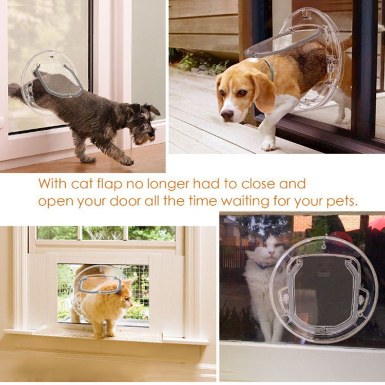 Transparent Cat Door Isolation Household Pet Supplies Cat Door Hole Dog Access Door Controllable Direction Pet Door Cat Kennel
