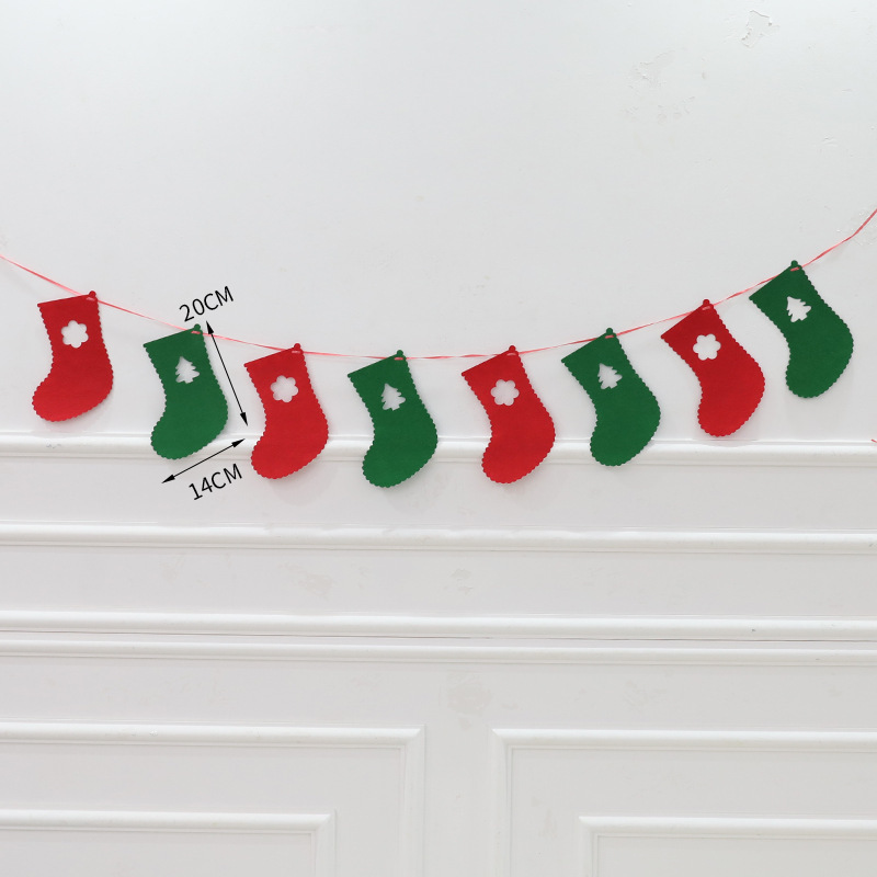2023 Christmas Felt Decoration Supplies Diy New Felt Christmas Tree Pendant Non-Woven Letters Hanging Flag