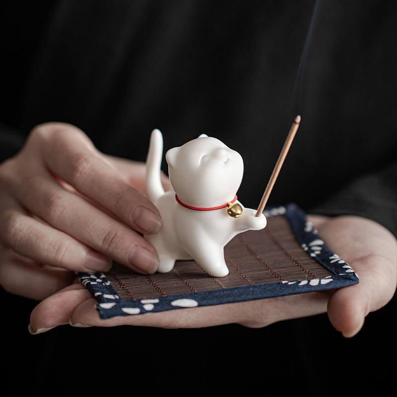 palace museum cat incense holder cute kitty incense burner ceramic crafts tea table fragrance fragrance tea ceremony utensils