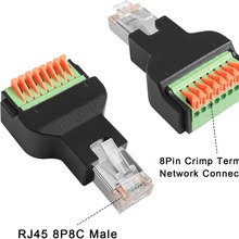 RJ45公头快速连接无焊适配器 RJ45公头转8芯压接端子网络连接器