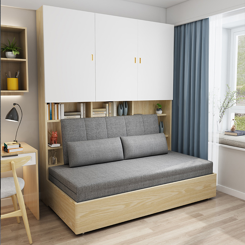 书房折叠沙发床两用多功能小户型客厅双人带储物组合书柜沙发变床