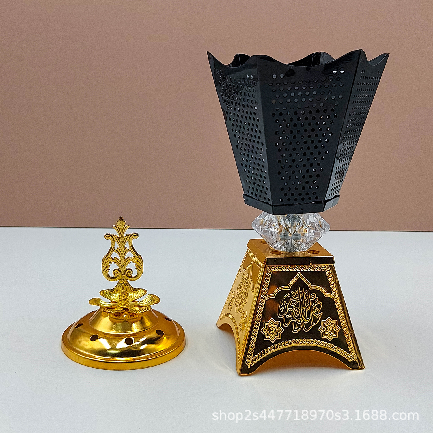 Cross-Border Electroplating Hexagonal Arabic Incense Burner Modern Minimalist Middle East Living Room Incense Burner Ornaments Incense Burner