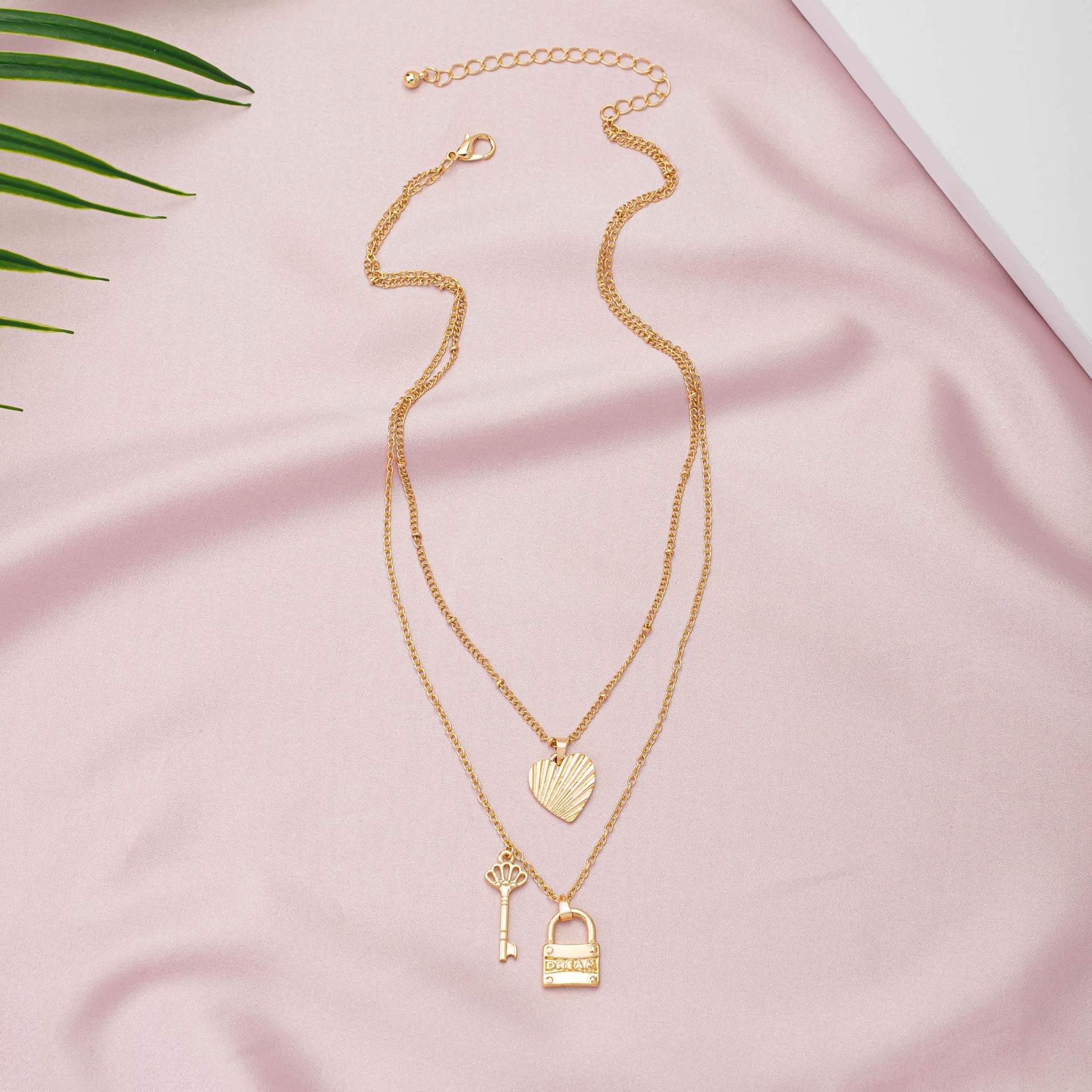 ins热情人节日礼物项链 两层叠带锁骨链 跨境项饰 颈饰青岛饰品厂