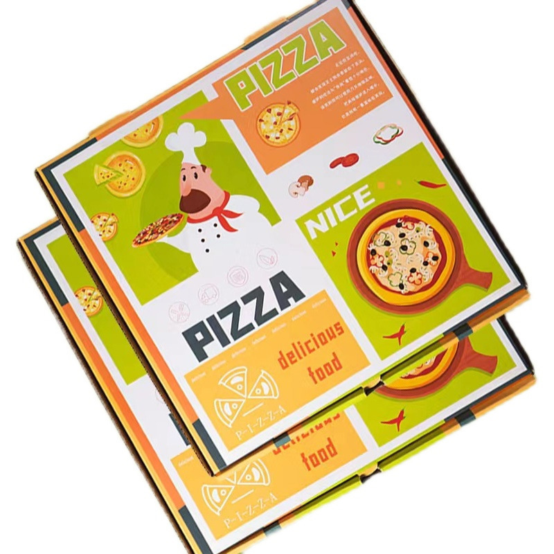 厂家一次性披萨盒7 8 9 10 12寸三层加膜加厚食品级pizza原创设计