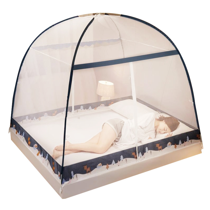 Installation-Free Mongolian Bag Mosquito Net Single Double 2.0M Household 1.8M Foldable 1.2M Dormitory Thickened and Densely Woven Mosquito Net