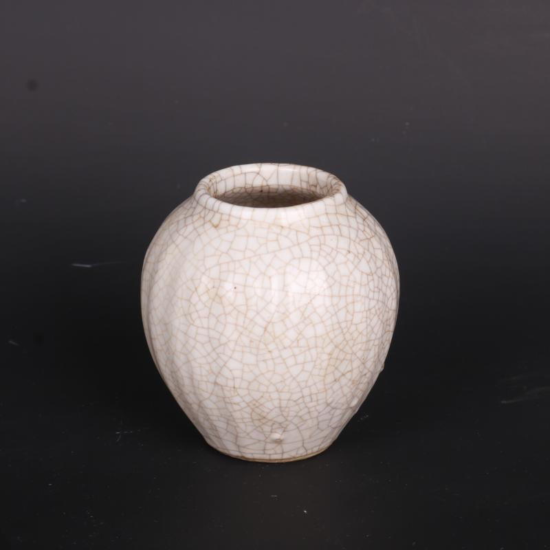 宋哥窑开片瓜菱小罐民间老货收藏古董古玩家居仿古瓷器中式摆件