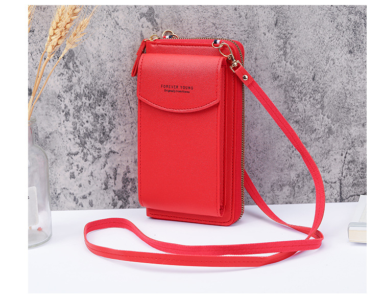 Women's Bag Mobile Phone Bag Small One Shoulder Crossbody Zipper Bag Long Clutch Women's Wallet Foreign Trade in Stock