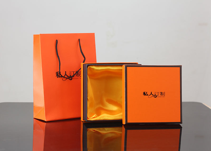 橙色双层私人订皮带制作天地盖礼品盒定抖音手提袋腰带包装盒套