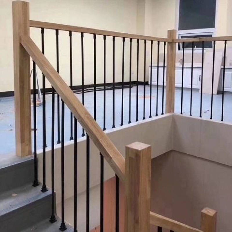 楼梯实木扶手弯头复式楼梯口护栏单杆栏杆飘窗阁楼别墅防护栏