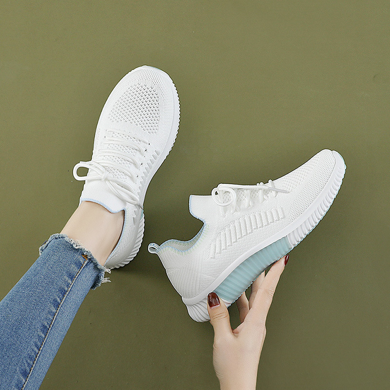 Cross-Border Foreign Trade 2023 New Casual Shoes Fashion Trendy Running Shoes Portable All-Match Trendy Fly-Knit Sneakers Women